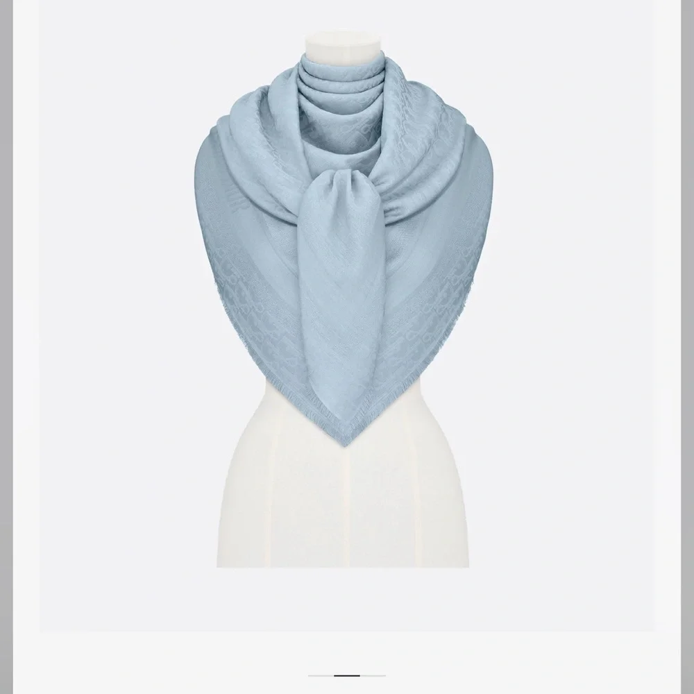 Christian Dior Light Blue Silk Shawl/Scarf